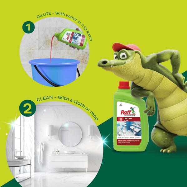 Roff Cera Clean All Purpose Tile, Floor & Wall Cleaner 1 liter Pack of 1, Advance, Bedroom & Bathroom Floors, Removes Grease, Dirt & Tough Stains