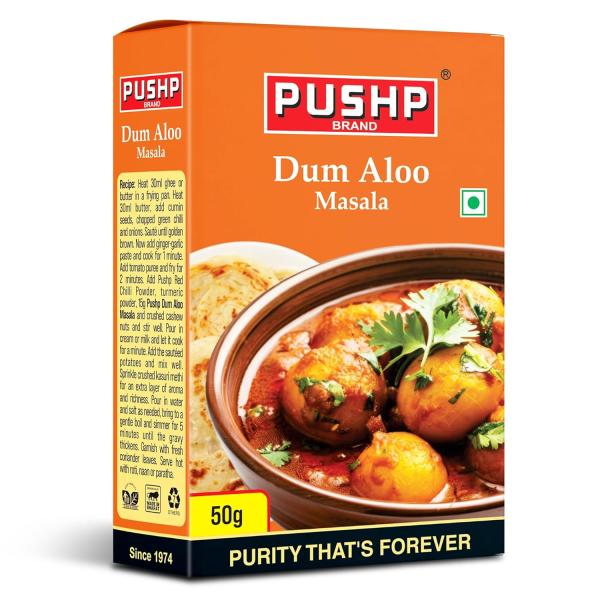 Pushp Dum Aloo Masala | 50g Box | Quality Blend | Authentic Flavor | No Preservatives (Pack of 1)
