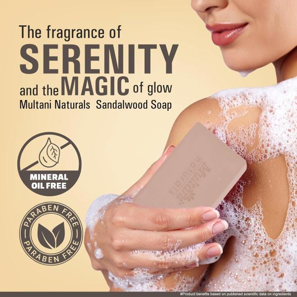 Multani Natural Sandalwood Ayurvedic Soap (Pack of 3 (125gm each) | for Men & Women |