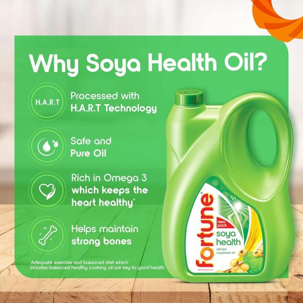 Fortune Refined Soyabean oil, 5L/4.35KG [weight may vary]