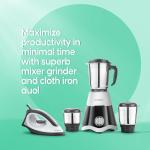 Longway Super Dlx 700 Watt Mixer Grinder with 3 Jars for Grinding, Mixing with Powerful Motor & Kwid 1100 Watt Dry Iron
