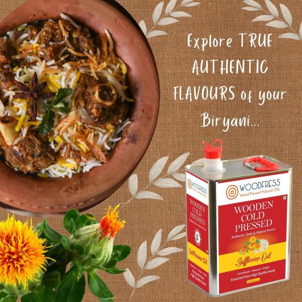 WOODFRESS Cold Pressed Safflower Oil 250ml, Freshly Hulled Seeds, Pure Woodpress Oil