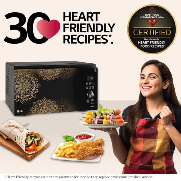 LG 32L Scan to Cook Wi-Fi Enabled Charcoal Convection Healthy Microwave Oven(Black-Regal Pattern Heart Friendly Recipes Pasteurized Milk Ghee Diet Fry&360° Motorised Rotisserie)