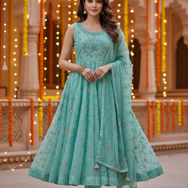 Chanderi Kurti Pant Dupatta Set