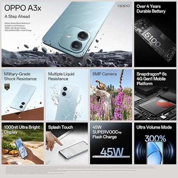 OPPO A3X 4G (Nebula Red, 4GB RAM, 128GB Storage)
