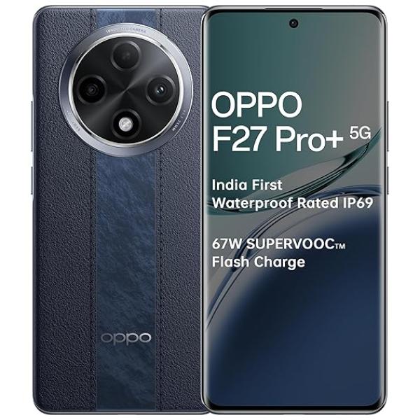 OPPO F27 Pro+ 5G (Midnight Navy, 8GB RAM, 256GB Storage) | 6.7" FHD+ AMOLED Toughest 3D Curved Display | 64MP AI Camera | IP69 Waterproof | 67W SUPERVOOC | No Cost EMI & Exchange Offers