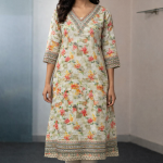 Women's Pure Cotton Chikankari Emrboidery Kurti With Pant