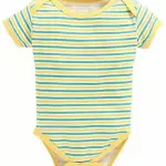 100% Cotton Baby Bodysuit Short Sleeve Half Romper Pack of 3 yellow