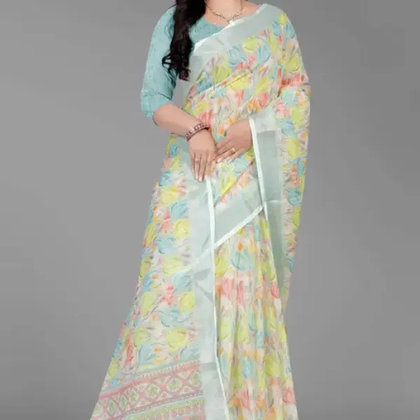 Premium Linen Cotton Stylish Saree