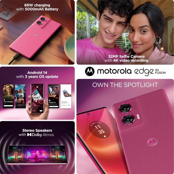 Motorola Edge 50 Fusion 5G (Hot Pink, 12GB RAM, 256GB Storage)