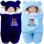Baby Sleeping Bag Newborn Hooded Swaddle Security Wrap Bag For Baby Boys And Baby Girls Pack of 2 ( Skyblue & Navyblue )