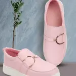Women's metal Buckle flatform synthetic Loafer