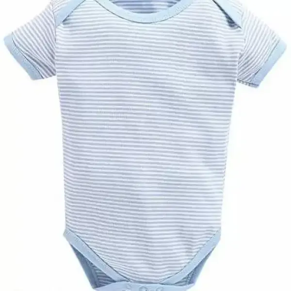 100% Cotton Baby Bodysuit Short Sleeve Half Romper Pack of 3 sky blue