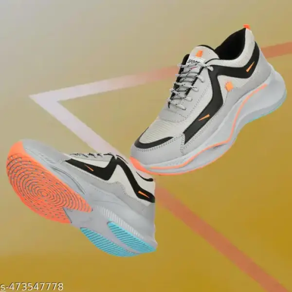 GREY ORANGE CASUAL SHOES