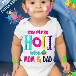 Holi Printed Baby Wear Romper Dress