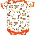 100% Cotton Baby Bodysuit Short Sleeve Half Romper Pack of 3 orange