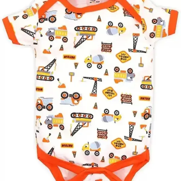 100% Cotton Baby Bodysuit Short Sleeve Half Romper Pack of 3 orange