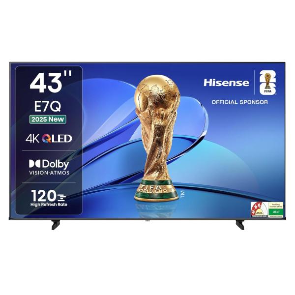 Hisense 108 cm (43 inches) E7Q Series 4K Ultra HD Smart QLED TV 43E7Q (Black)