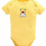 100% Cotton Baby Bodysuit Short Sleeve Half Romper Pack of 3 yellow