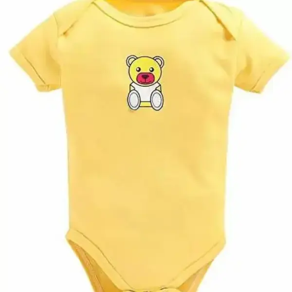 100% Cotton Baby Bodysuit Short Sleeve Half Romper Pack of 3 yellow