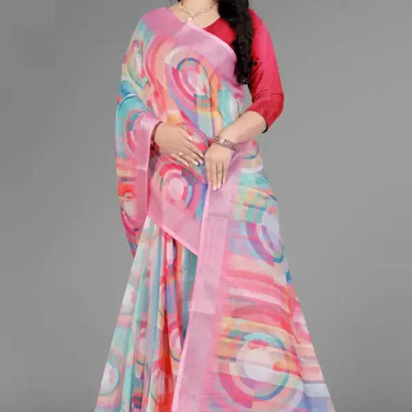 Premium Linen Cotton Stylish Saree