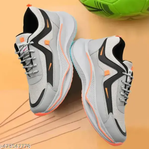 GREY ORANGE CASUAL SHOES