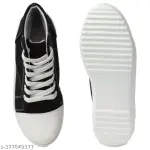  Black Denim high top Canvas Shoe