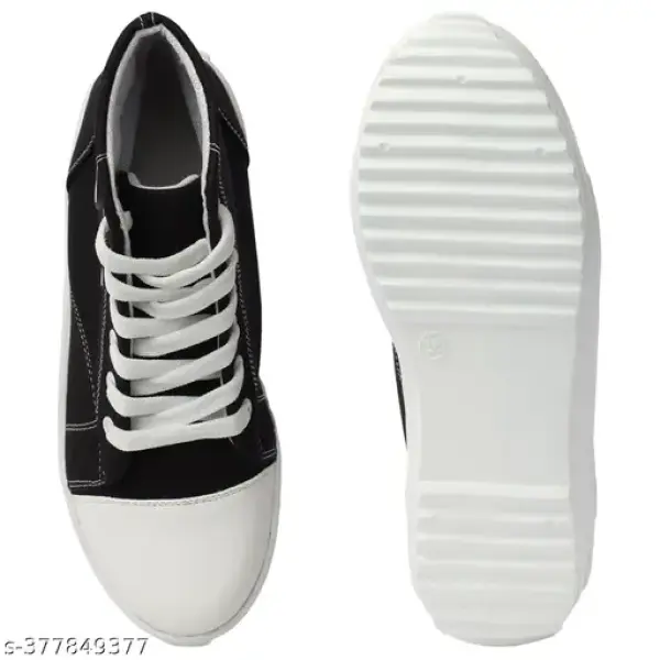  Black Denim high top Canvas Shoe