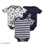 100% Cotton Baby Bodysuit Short Sleeve Half Romper Pack of 3 Soft & Comfortable for Kids