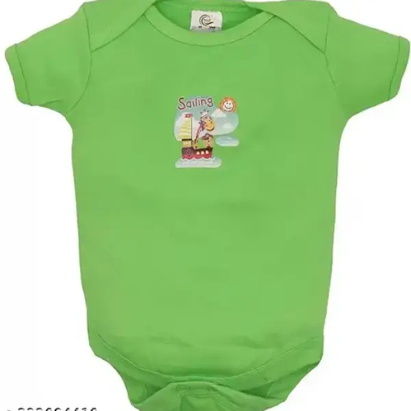 100% Cotton Baby Bodysuit Short Sleeve Half Romper Pack of 3 green