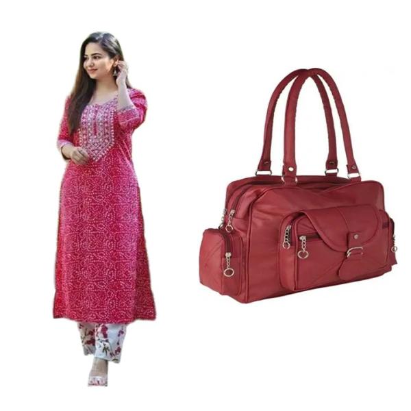 Women kurti set and bags (combo)