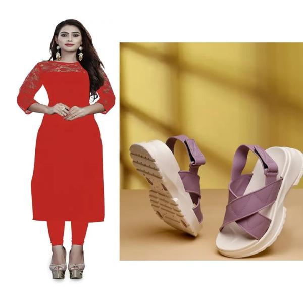Kurti & ledies Heel Sandal ( combo )