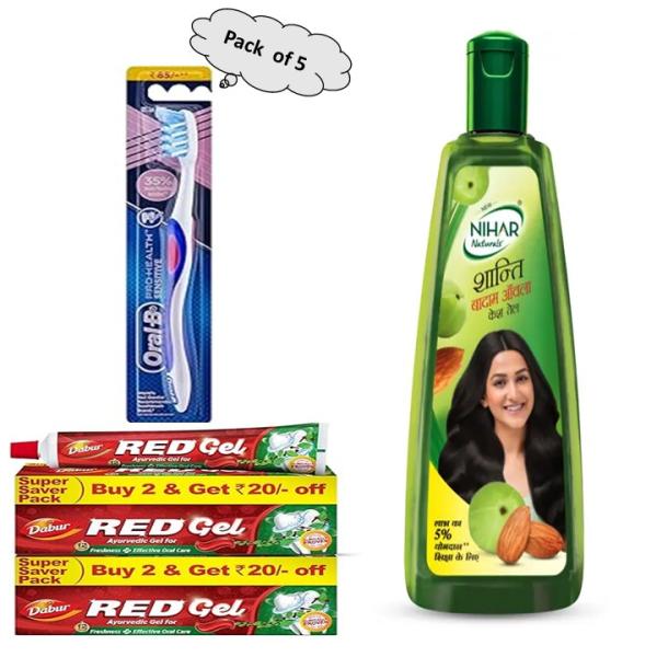 Toothpaste, Brush & Hair Oil Combo