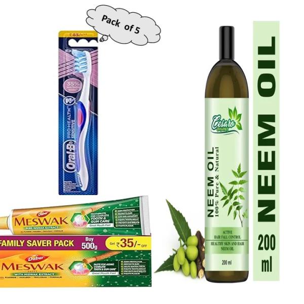 Toothpaste, Brush & Hair Oil Combo