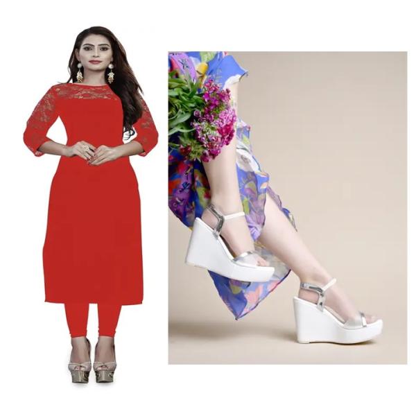 Kurti & ledies Heel Sandal ( combo )