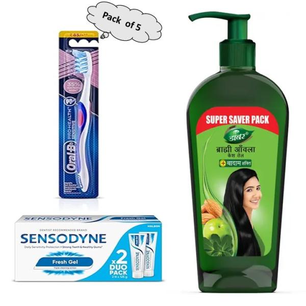 Toothpaste, Brush & Hair Oil Combo