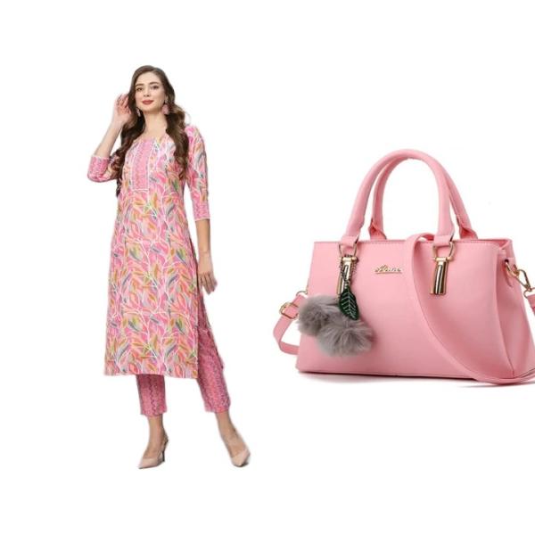 Women kurti set and bags (combo)