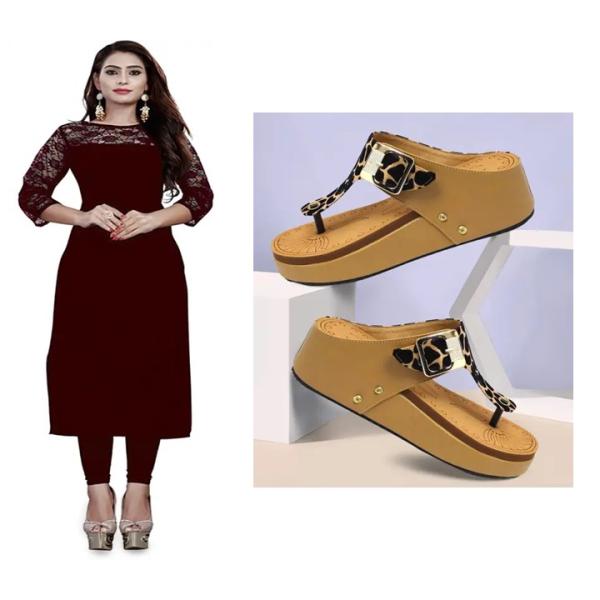 Kurti & ledies Heel Sandal ( combo )