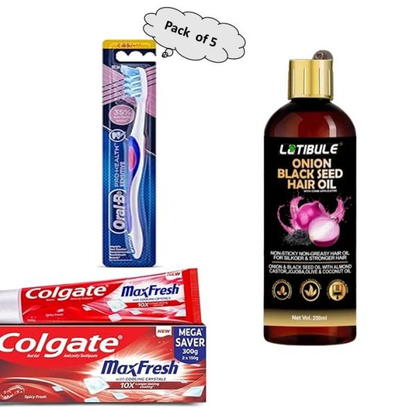 Toothpaste, Brush & Hair Oil Combo