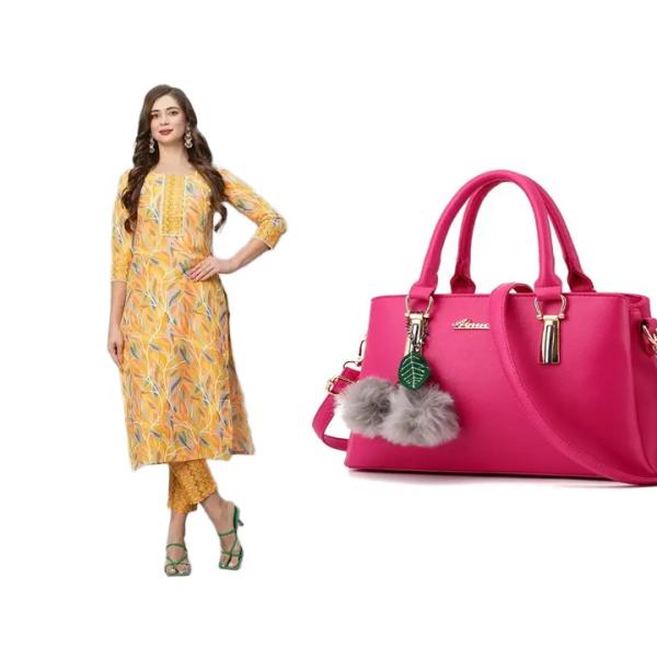 Women kurti set and bags (combo)