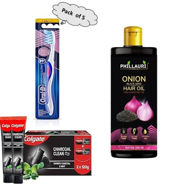 Toothpaste, Brush & Hair Oil Combo