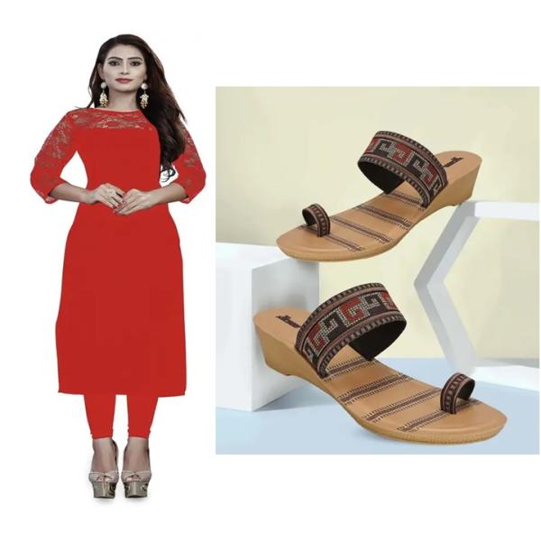 Kurti & ledies Heel Sandal ( combo )