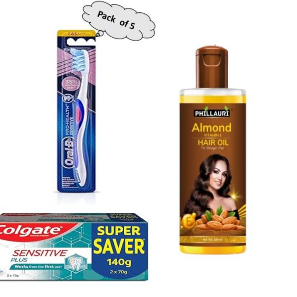 Toothpaste, Brush & Hair Oil Combo