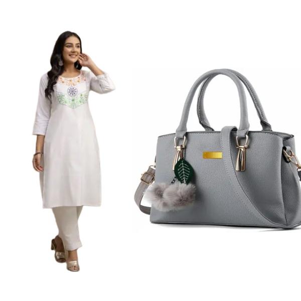 Women kurti set and bags (combo)