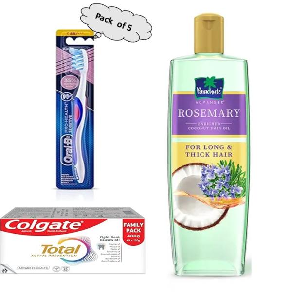 Toothpaste, Brush & Hair Oil Combo