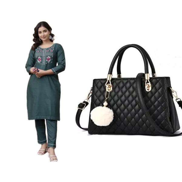 Women kurti set and bags (combo)