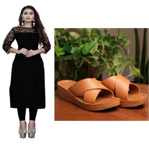 Kurti & ledies Heel Sandal ( combo )
