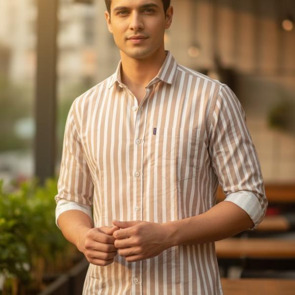 Men's Cotton Casual Printed Striped Stylish Latest Shirt for Men