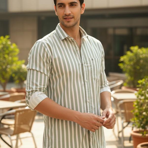 Men's Cotton Casual Printed Striped Stylish Latest Shirt for Men