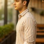 Men's Cotton Casual Printed Striped Stylish Latest Shirt for Men